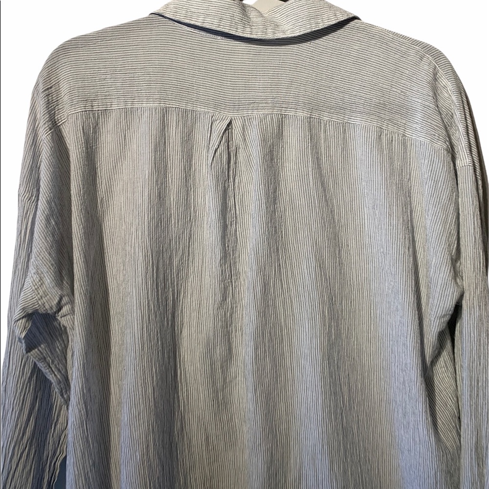 Eileen Fisher Striped Button-Up Crinkled Blouse - Picture 6 of 10